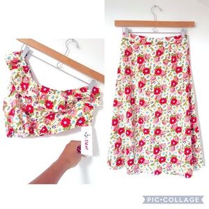 D&M floral multicolored 2 pc skirt set NWT